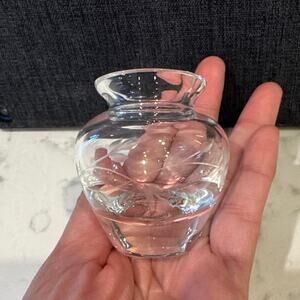 Princess House #411 Heritage crystal accent mini vase etched floral design